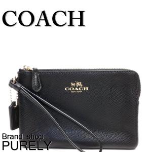 コーチ COACH ポーチ レディース 小物入れ クロスグレイン レザー コーナー ジップ リストレット F54626 IMBLK ブラック 送料無料