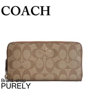 コーチ 財布 レディース COACH シグネチャー アコーディオン ジップ アラウンド 長財布 F54632 IMBDX カーキ×サドル 送料無料