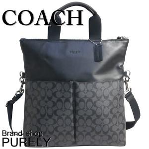 コーチ COACH バッグ メンズ 2WAY シグネチャー フォルド オーバー トート バッグ F54774 CQ/BK チャコール×ブラック 送料無料