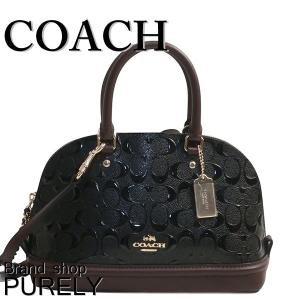 コーチ COACH バッグ レディース 2WAY ハンドバッグ パテント レザー ミニ シエラ サッチェル F55450 IMC1A  ブラック×オックスブラッド｜purely