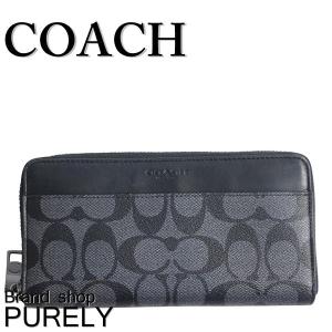 コーチ COACH 財布 メンズ シグネチャー PVC アコーディオン ジップ ウォレット 長財布 F58112 CQ/BK チャコール×ブラック 送料無料