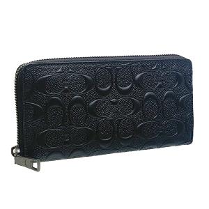 国内発送 コーチ F58113 財布 メンズ COACH 長財布 シグネチャー クロスグレイン レザー アコーディオン ジップ ウォレット BLK ブラック 送料無料