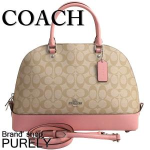 コーチ COACH バッグ レディース 2WAY ハンドバッグ シグネチャー シエラ サッチェル 2WAY F58287 SIGB5 ライトカーキ×ブラッシュ 送料無料｜purely