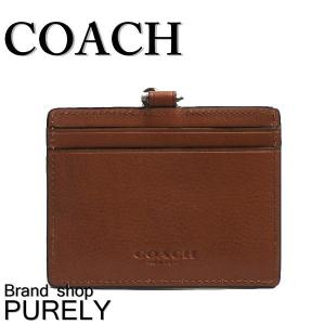 コーチ COACH レディース メンズ カードケース 小物 スポーツ カーフ レザー ID ランヤード ネック ストラップ F63629 CWH ダークサドル｜purely