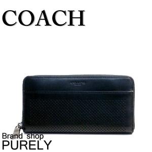 コーチ COACH 財布 メンズ パーフォレイテッド レザー アコーディオン ジップ ウォレット 長財布 F75222 BLK ブラック 送料無料