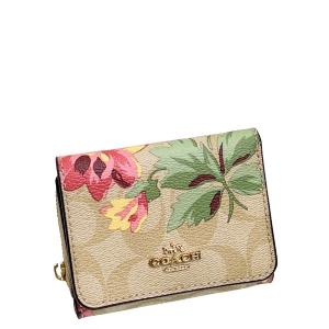 訳あり 国内発送 コーチ 財布 レディース COACH 折り財布 シグネチャー リリィ プリント スモール ウォレット F75922 IMOE3 ライトカーキ×ピンクマルチ