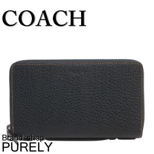 コーチ COACH 財布 セカンド バッグ メンズ レディース レザー ダブル ジップ トラベル オーガナイザー F87104 BLK ブラック 送料無料｜purely