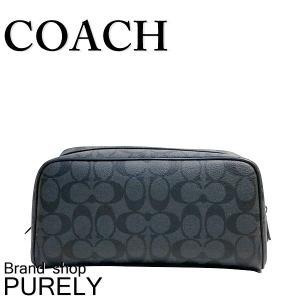 コーチ COACH バッグ メンズ レディース シグネチャー トラベルキット ポーチ F93536 CQ/BK チャコール×ブラック 送料無料｜purely