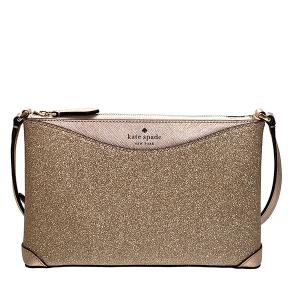 ケイトスペード kate spade ショルダーバッグ レディース グリッター レザー スクエアフォルム スペード柄 K4624 650 ローズゴールド 送料無料｜purely