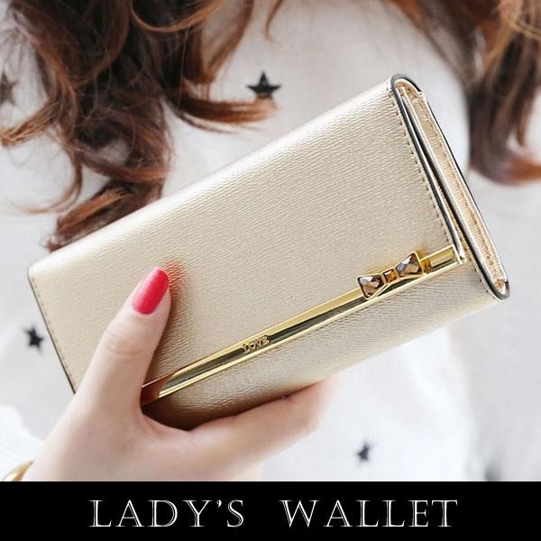 レディース財布 長財布 リボン キュート フェミニン デザイン レザー長財布