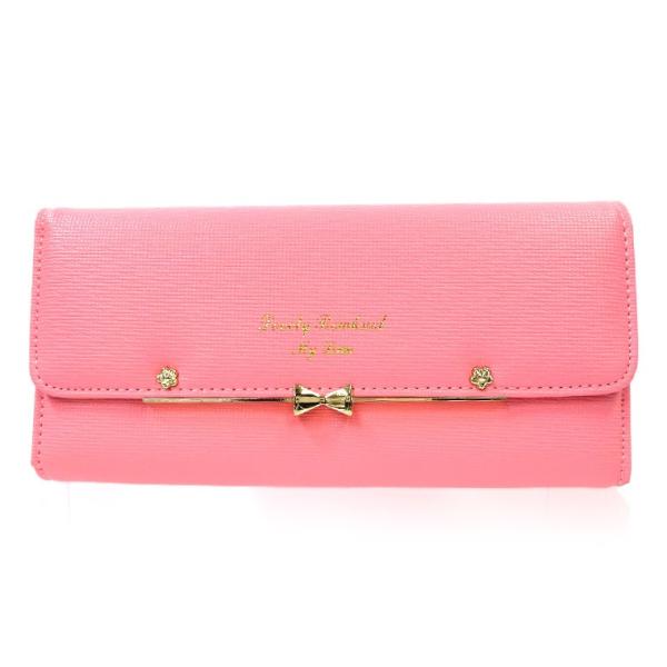 レディース財布 長財布 リボン キュート フェミニン デザイン レザー長財布