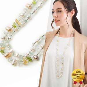 ネックレス ロング 淡水パール オニキス ガラス 花 : purepoche - 通販