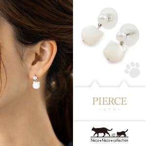 イヤリング ピアス お揃い 淡水パール 猫 ネコ 肉球 : purepoche
