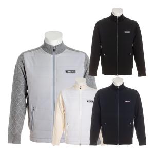 アドミラルゴルフ 長袖 フルジップ アーガイルコンビ ニットジャケット メンズ ADMA187 ブルゾン ゴルフウェア
