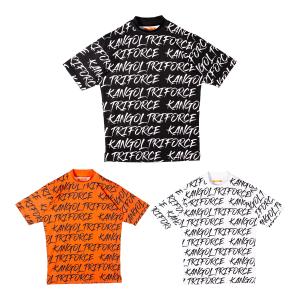 カンゴール ゴルフウェア トライフォース 半袖 モックネックシャツ Tシャツ 総柄 メンズ KFBA-37T