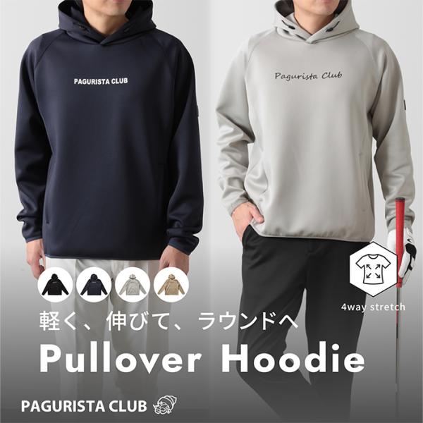 PAGURISTA CLUB プルオーバーフーディー パーカー ストレッチ ロゴ 筆記体 ブロック体...