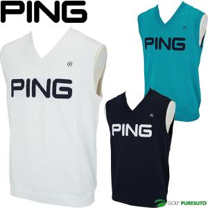 新品 PING ピン ゴルフ Vネック ニット ベスト プルオーバー 灰 M PING（ピン） Vネック ニットベスト グレー系 S ゴルフウェア メンズ