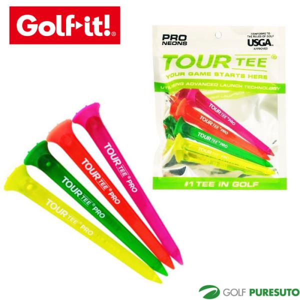 TOUR TEE PRO NEONS 4本パック ネオンシリーズ T-489 ロングティー ツアーテ...
