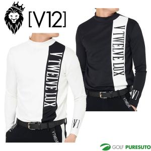 V12（ヴィ・トゥエルヴ） ゴルフ モックネック長袖シャツ モノクロ