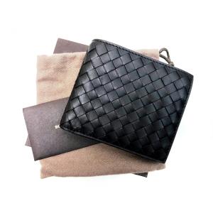 BOTTEGA VENETA ボッテガヴェネタ イントレチャート 二つ折り 財布 小銭入れ付 レザー ブラック 黒 未使用　美品 メンズ 8772｜purishonten