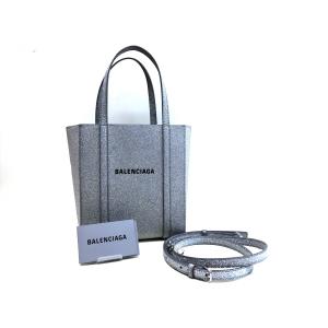 Balenciaga バレンシアガ エブリデイ グリッター 2WAY ハンドバッグ トート ＸＸＳ レザー シルバー 良好品 551815 10159｜purishonten