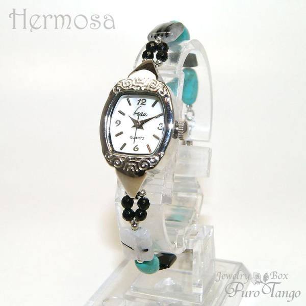 腕時計 レディース 時計 トルコ石  天然石 ブレスレット おしゃれ 日本製クォーツ プレゼント パ...