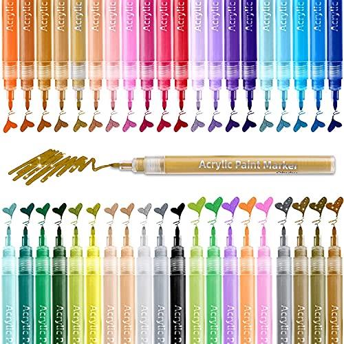 Ohuhu マーカーペン 40色 セット アクリルペン 細い先端 水性ペン カラーペン 蛍光ペン 4...