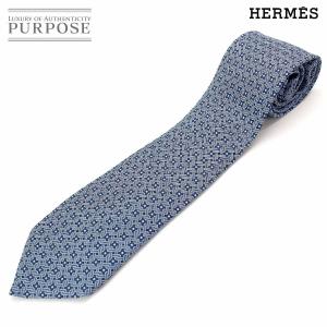 未使用 展示品 エルメス HERMES ネクタイ シルク 100% ブルー 小物