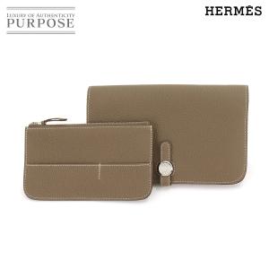 未使用 エルメス HERMES ドゴン GM 二つ折り 長財布 トリヨンクレマンス エトゥープ Z 刻印 シルバー 金具 Dogon GM