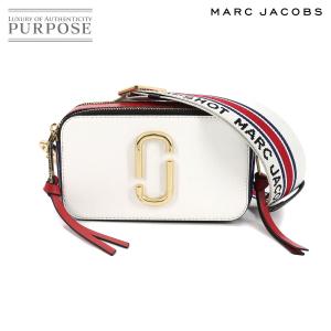 新品同様 マーク ジェイコブス MARC JACOBS スナップショット ショルダー バッグ レザー ホワイト レッド ネイビー M0012007 Snap Shot