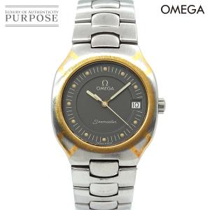 オメガ OMEGA シーマスター ポラリス コンビ ヴィンテージ メンズ 腕時計 デイト グレー 文字盤 YG クォーツ ウォッチ Seamaster 90177097