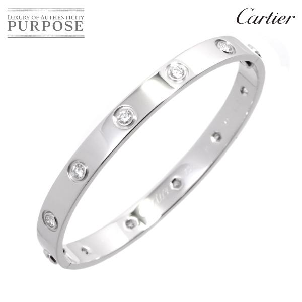 カルティエ Cartier ラブブレス フル ダイヤ 10P #16 K18 WG 750 ブレスレ...