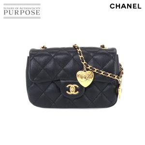 未使用 展示品 シャネル CHANEL ミニ　マトラッセ チェーン ショルダー バッグ レザー ブラック ハート AS3457 ゴールド 金具 90198487｜purpose-inc