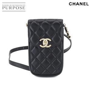 未使用 展示品 シャネル CHANEL マトラッセ 2way チェーン ショルダー ウエスト バッグ レザー ブラック AP0984 フォン クラッチ 90204096