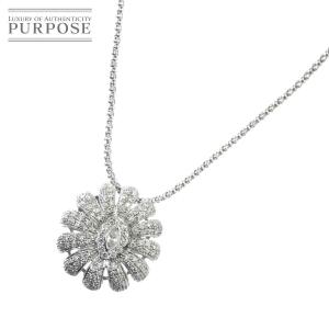 ダイヤ 0.66ct/0.11ct ネックレス 50cm K18 WG ホワイトゴールド 750 フラワー Diamond Necklace 90205741｜purpose-inc