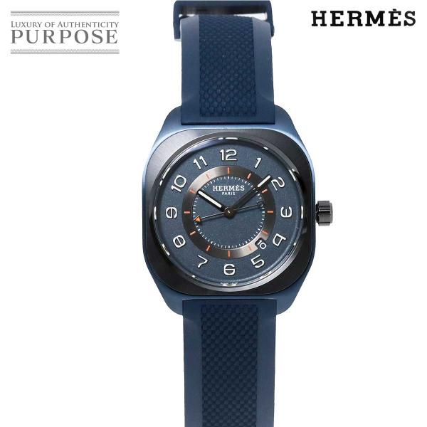 未使用 展示品 エルメス HERMES H08 SP1 744 メンズ 腕時計 ブルー 文字盤 チタ...