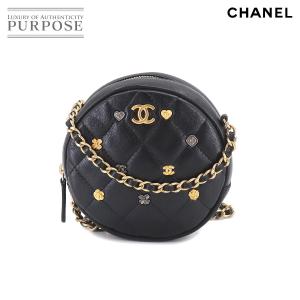 新品同様 シャネル CHANEL ラッキーチャーム ラウンド チェーン ショルダー バッグ レザー ブラック A81620 Matelasse Bag 90206651｜purpose-inc