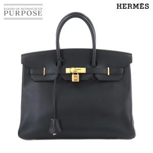 新品同様 エルメス HERMES バーキン35 ハンド バッグ アルデンヌ ブラック □F刻印 ゴー...