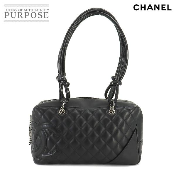 シャネル CHANEL カンボンライン ボーリング ショルダー バッグ レザー ブラック A2517...