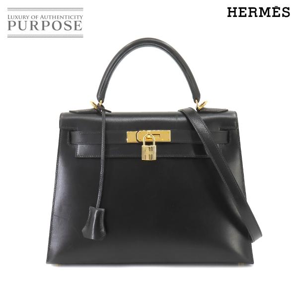 エルメス HERMES ケリー 28 2way ハンド ショルダー バッグ ボックスカーフ レザー ...