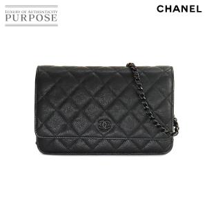 未使用 展示品 シャネル CHANEL マトラッセ チェーン ウォレット 長財布 レザー ブラック A33814 ブラック 金具 Chain Wallet 90217013｜purpose-inc