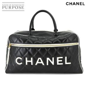 シャネル CHANEL マトラッセ ロゴ ボストン バッグ レザー ブラック A05943 ヴィンテ...