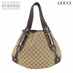 新品同様 グッチ GUCCI GGキャンバス トート バッグ レザー ベージュ ブラウン 162900 ゴールド 金具 Tote Bag 90219259