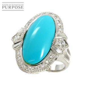 リング 7.5号 トルコ石 ダイヤ 0.38ct Pt プラチナ ターコイズ 指輪 【ソーティング付き】 Turquoise Ring 90220364｜purpose-inc