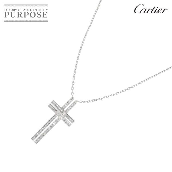 カルティエ Cartier クロス ダイヤ ネックレス 42cm K18 WG ホワイトゴールド 7...