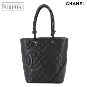 新品同様 シャネル CHANEL カンボンライン ミディアム トート バッグ レザー ブラック A2...