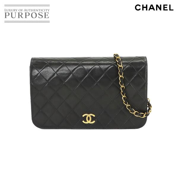 新品同様 シャネル CHANEL マトラッセ チェーン ショルダー バッグ レザー ブラック ゴール...