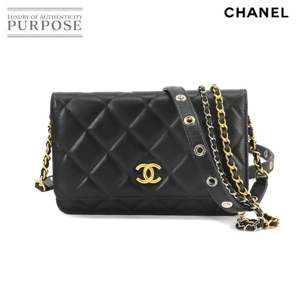 未使用 展示品 シャネル CHANEL マトラッセ チェーン ウォレット 長財布 レザー ブラック ...