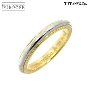 ティファニー TIFFANY&amp;Co. ミルグレイン バンド 15号 リング 幅3.3mm プラチナ Pt K18 YG 750 指輪  Milgrain Band Ring 90224152｜PURPOSEパーパス・ヤフー店