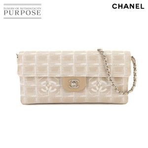 シャネル CHANEL ニュートラベルライン チェーン ショルダー バッグ ナイロンジャガード レザ...